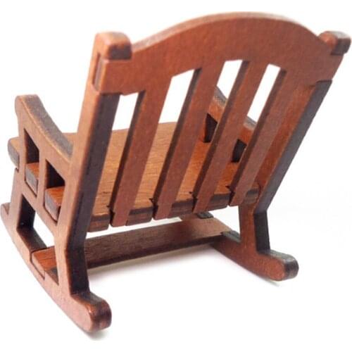 1/12 Dollhouse Furniture Wooden Rocking Chair Exquisite Decor Accessory