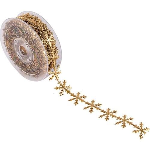 10M/rolll Vintage Imitation Leather Gold Silver Snowflake Lace Ribbon Christmas Celebration Decorative Ultrasonic Embossed 2.5CM