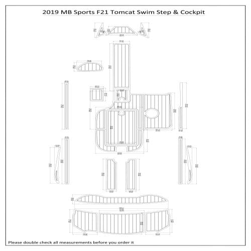 2019 MB Sports F21 Tomcat Swim Step & Cockpit Pad Boat EVA Teak Decking 1/4" 6mm