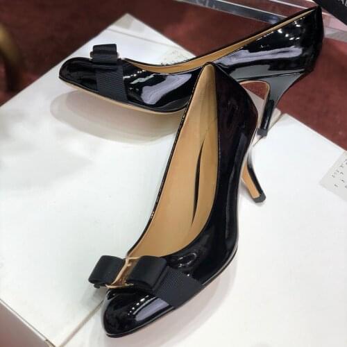 2021 Summer Genuine Sheepskin Patent Leather Pumps 7CM Fashion Designer Elegant Graceful High Heel Women Sandals Shoes db021