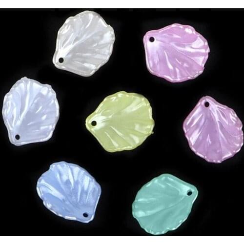Acrylic Imitation Shell Leaf Beads For Jewelry Making DIY Loose Headdress/Earrings Parts beads 100 pieces y1231