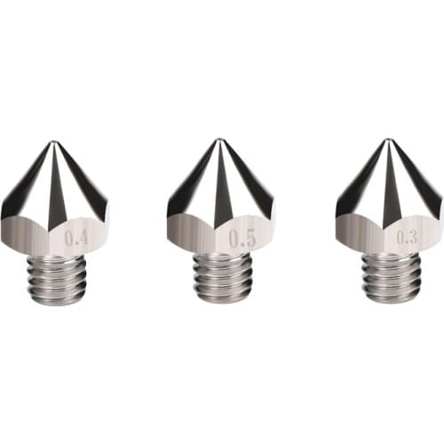 2pcs 3D printer accessories silver plated nozzle 0.2/0.3/0.4/0.5mm nozzle