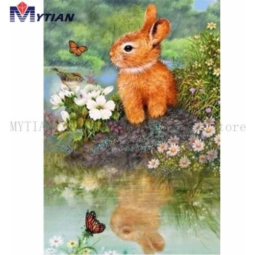 MYTIAN 5D DIY Diamond Painting,Easter Bunny Rabbit,Bird,Flowers,Diamond Embroidery Art Kit Full Drill Mosaic Wall Sticker Decor