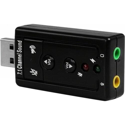 USB7.1 Channel Sound Adapter USB to Jack 3.5mm Headphone Audio Adapter External Stereo Card Audio USB Device for Desktop
