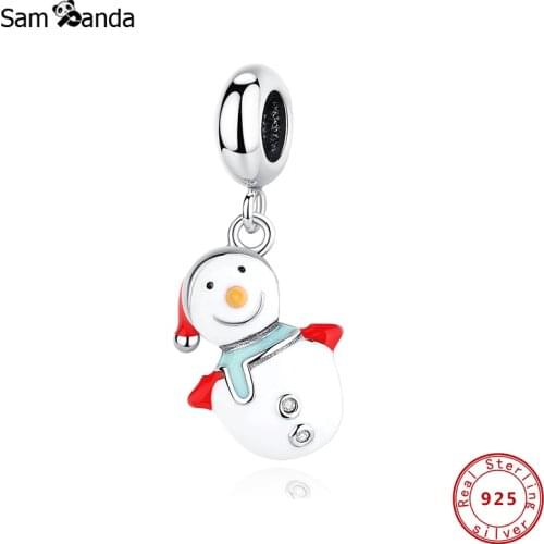 Authentic100% 925 Sterling Silver 2020 Charms Snowman CZ Fit Original Bracelets Women DIY Christmas Gift Jewelry