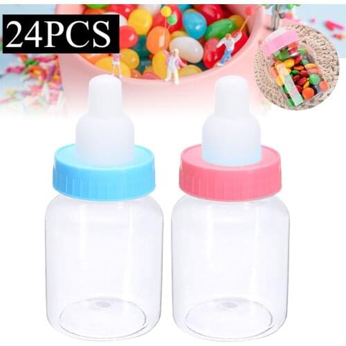 24Pcs/Lot Pacifier Shape Bottles Baby Shower Candy Sweet Box Bottle for Birthday Party Favors Gifts Pink/Blue