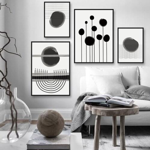 Black And White Shape Brush Wall Art Abstract Geometric Poster Nordic Canvas Painting Minimalist Print Living Room Decoration