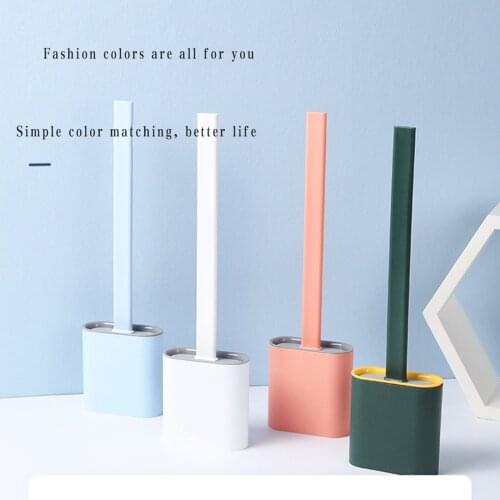 Toilet Brush, Household Closet Bowl Brush with Base Portable Cleaning Tools for Toilet, White/Pink/Light Blue/Green