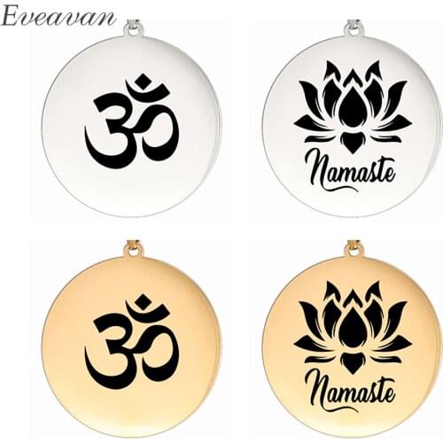 EUEAVAN 10pcs Indian Buddhist Om Symbolic Mystical Charm Yoga Lotus Flower Meditation Pendant for Necklace Accessories