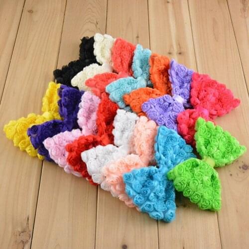 Fashion 4.7in big chiffon rose flower bow girl rosette bows hair accessory without clips free shipping 20pcs/lot BOW8