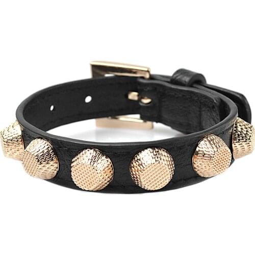 Fashion punk jewelry for women High Quality Alloy Rivet Bracelet Blue leather bracelet For Male women Accessories Gift