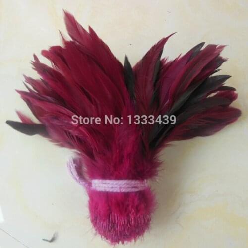 Natural 50pcs/lot wine red Beautiful Rooster feathers 12.5-20cm/ 5-8'' party decorations clothes good feather Accessories
