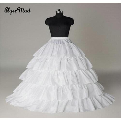 Cheap Four Hoops Five Layers Flounced A-Line Petticoats Slip Bridal Crinoline For Ball Gowns Quinceanera Wedding Prom