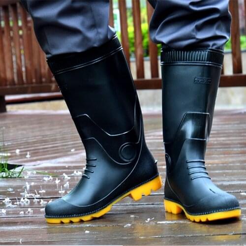 Slip-proof Acid-alkali Rain Boots High Wear-proof Butter-proof Tendon-bottom Mine Building Labor Protection Rain Boots 35-46