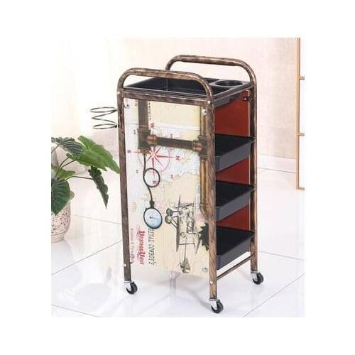 New retro hairdresser beauty stroller barber shop hot dyeing tool car hair salon trolley bar