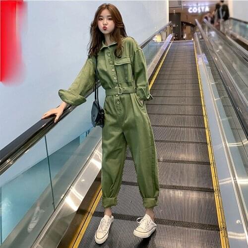 Women New 2021 Spring Autumn Cargo Jumpsuit Female Romper Denim Playsuit Jeans Jumpsuits Ladies Casual Streetwear Overalls Y160