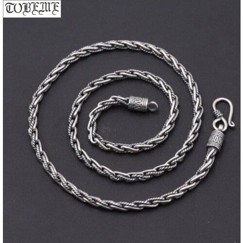 4MM Necklace for Pendants Handmade Thai 925 Sterling Silver Necklace Silver Pendant Necklaces Real Sterling Silver Necklace