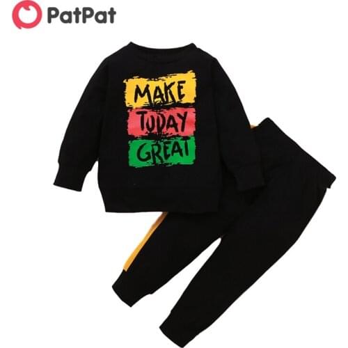 PatPat New Arrival 2021 Spring and Autumn 2-piece Baby Toddler Letter Print Pullover and Pants Set for Kids Boy Clothes Sets