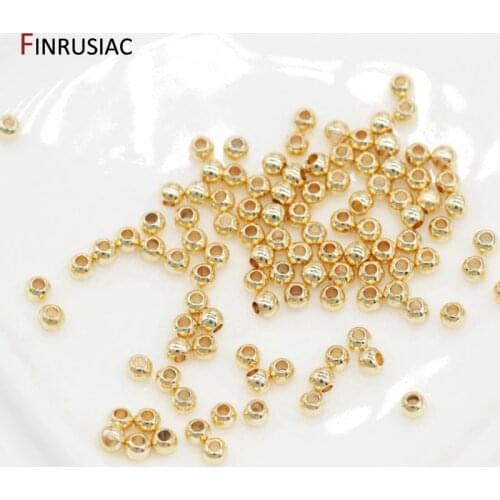 Plated Gold Round Seed Spacer Beads For Jewelry Making DIY Making Bracelet Necklace Loose Ball Beads Wholesale