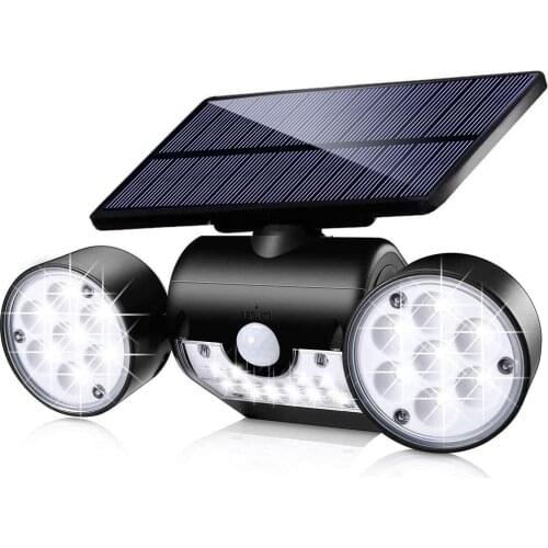 Solar 3 Head Motion Sensor Security Lights Outdoor Adjustable Flood Light IP65 Waterproof for Porch Garden Patio Yard Pathway