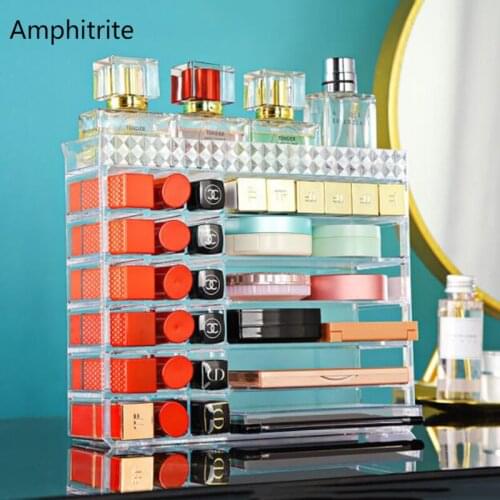 Clear Acryl Make Up Drawer Organizer Cosmetic Storage Lipstick Holder Cosmetic Make-Up Organizer Powder Perfume Rack Gift Box