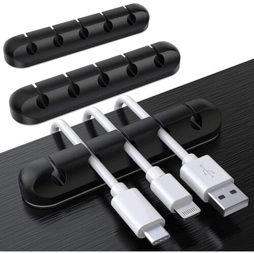 Silicone USB Cable Organizer Cable Winder Desktop Tidy Management Clips Cord Cable Holder for Mouse Headphone Wire Organizer