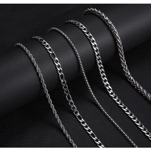Skyrim Basic Punk Stainless Steel Necklace for Men Women 60 cm Long Rope Figaro Cuban Chain for Pendant Jewelry Wholesale