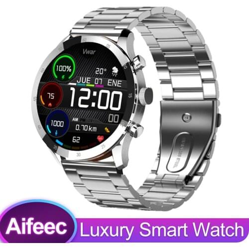 Aifeec Steel Band Smart Watch Men Heart Rate Blood Pressure Monitor Sport Fitness Tracker Waterproof Bluetooth Mens Smartwatch