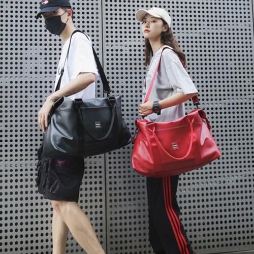 Soft PU Leather Gym Training Bag Gymbag Travel Fitness Shoulder Handbag Large Gim Bag Waterproof Tote Sport Gymtas Women Men