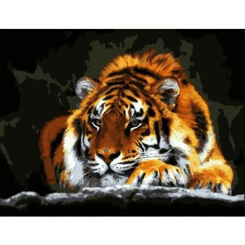 Tiger Painting By Numbers Coloring On Canvas For Adult Paint DIY With Frame Drawing Picture By Number Decoration Wall art