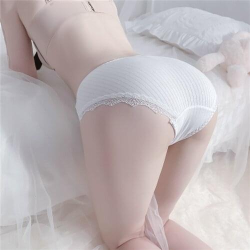 Japanese Girls Sweet Cute Briefs Lace Patchwork Low Waist Breathable Lingerie Sexy Underwear Women Seamless Transparent Panties