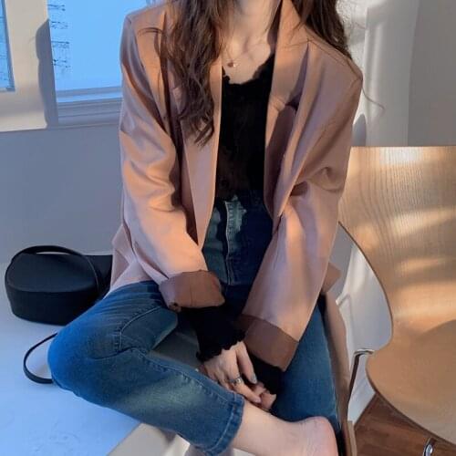 New Suits Female Vintage Autumn Notched Collar Plaid Women Blazer Breasted Jacket Casual Pockets Womens Suits Coat Blazers Suits