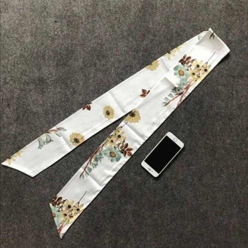 180*9cm women scarf small narrow Long skinny neck hair scarves silk scarf fashion Floral print Bag Ribbons head scarf