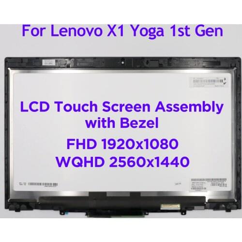 LCD Touch Screen Digitizer Assembly for Lenovo ThinkPad X1 Yoga 20FQ 20FR 1st Gen Laptop LED Display Replacement 01AY702 00UR191