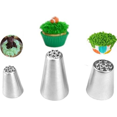 1/3PCS Cake Grass Cream Decoration Tips Set Nozzle Cupcake Head Cake Decorating Tools Pastry Straw Stainless Steel Piping Icing