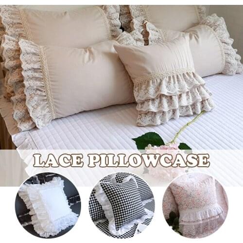 1 pcs European Style Stitching Lace Pillowcase Square Shaped Home Pillowcase Luxury Cake Layers Princess Sweet Pillow Cover