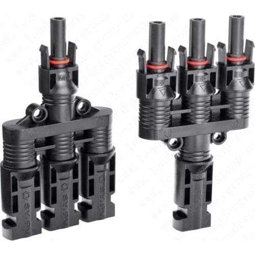 100 Pairs/lot Waterproof IP68 3 To 1 PV Solar Panel Cable Connectors T Branch Connector For Solar Power System LJ0150 Solar