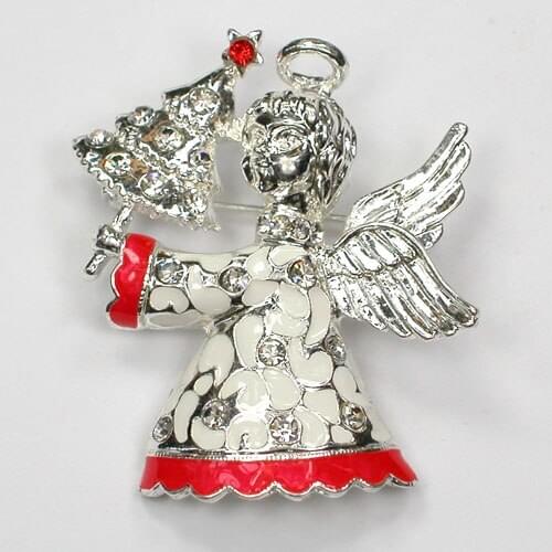 12pcs/lot Wholesale Fashion Brooch Crystal Rhinestone Enamel Angel Pin brooches Christmas Jewelry gift C102145