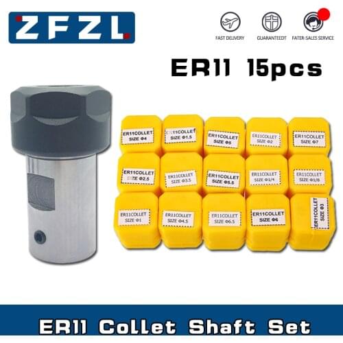 15pcs ER11 1-7mm 1/4 1/8 Spring Collet With ER11 Motor Shaft 4/5/6/8 1/4mm ER11 Chuck spindle motor shaft extension rod