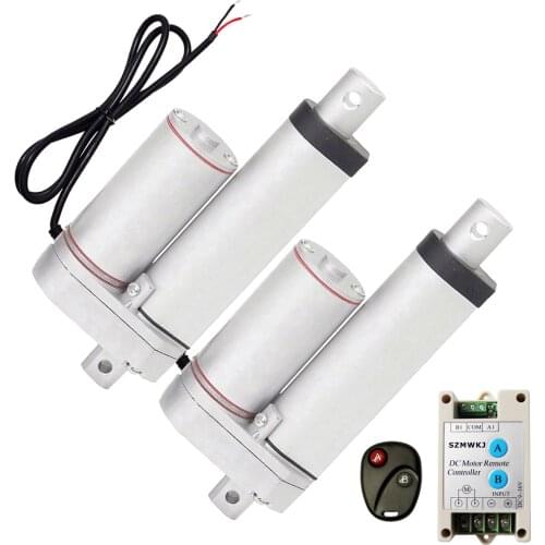 2PCS 1500N/330lbs Heavy Duty 50mm 2" Stroke Linear Actuator 12V Motor + Wireless Controller Kits for Furniture Auto Car Boat