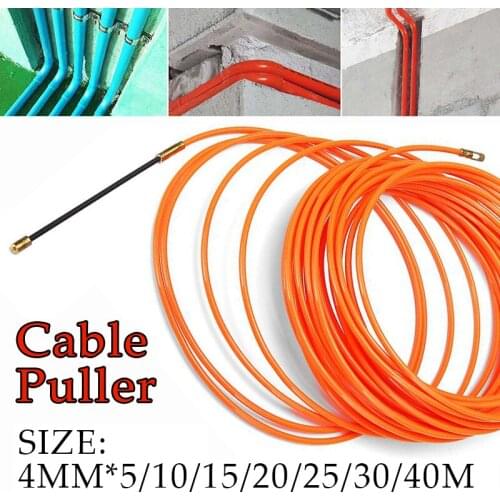 4MM 5 Meter To 40 Meter Orange Guide Device Nylon Electric Cable Push Pullers Duct Snake Rodder Fish Tape Wire