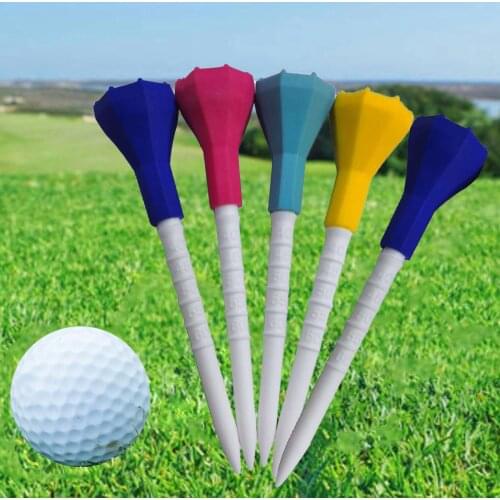 5pcs Multi Color Plastic Golf Tees 87mm Durable Rubber Cushion Top Golf Tee Random Color Durable Outdoor Sports Accessories