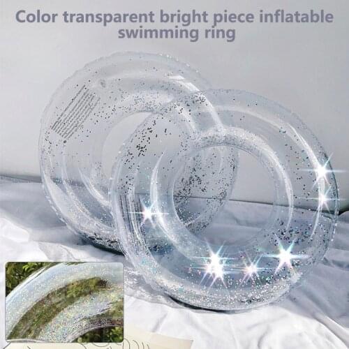 60-90cm Colorful Glitter Pool Foats Swimming Ring For Adult Children Inflatable Pool Tube Giant Float Boys Girl Water Fun Toy