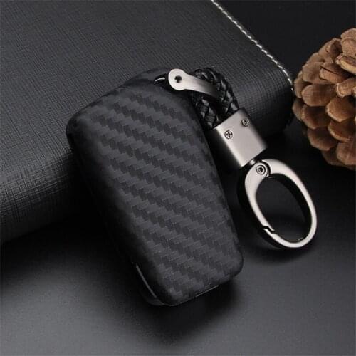 Carbon Fiber Pattern Car Key Cover with PU Leather Car Key Holder For Toyota Avensis Corolla Prius Camry CROWN Vitz RAV4 2017