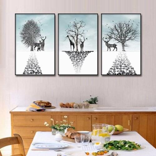 Nordic Decoration elk Wall Art Canvas Poster and Print Canvas Painting wall art pictures Decorative Picture for Living Room Home