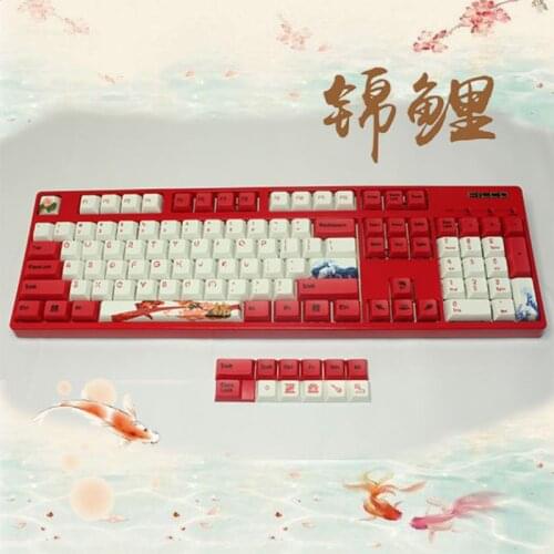 116-key Red Koi Keycap PBT Sublimation XDA Highly Round Ball Cap Mechanical Keyboard Keycap Suitable for Cherry MX DIY FL980/104
