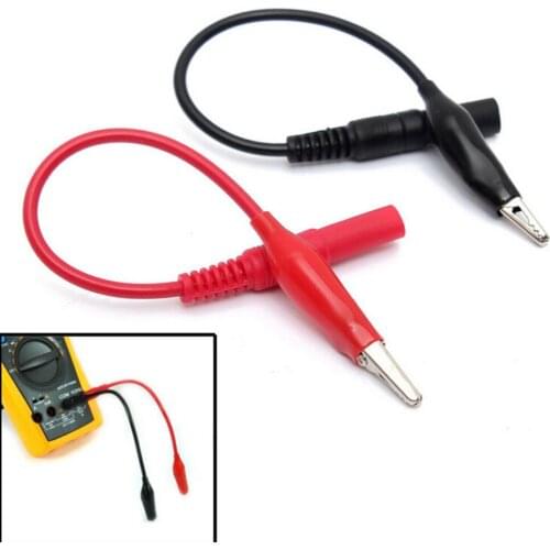 2pcs practical Probe MultiMeter Test Lead & Alligator Crocodile Clip Electrical Clamp For Fluke Meter Testing Red+Black