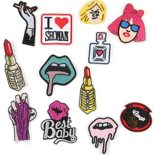 Beautiful Ladies Lipstick Perfume Embroidered Patch Clothes Handbag Wallet Stickers Iron on Accessories Diy