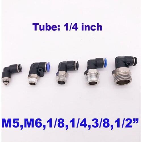 L type pneumatic push in fitting elbow M6 M5 1/8 1/4 3/8 1/2 BSP NPT pu tubing 1/4 inch air hose connector 90 degree pipe joint