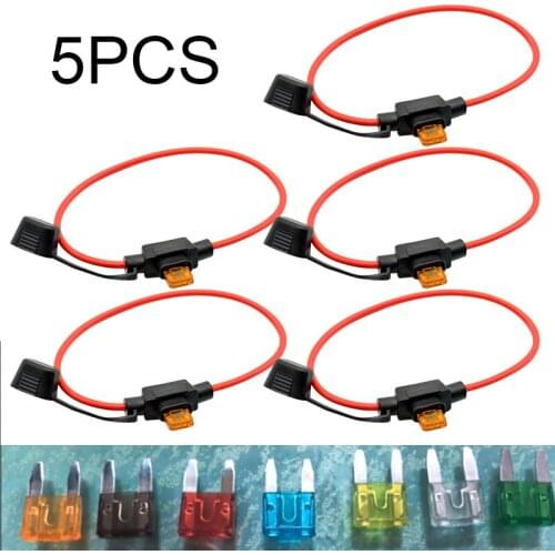 Mini Waterproof Power Socket Small Blade Type Inline InLine Fuse Holders with 5/7.5/10/15/20/25/30A Fuse Auto Car Replacement